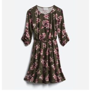 Forest green floral dress